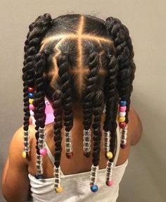 Twist And Beads, Kali Hairstyles, Braids School, Individual Twist, Toddler Braids, Girly Hairstyles