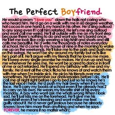 an iphone screen with the text'the perfect boyfriend'written in different colors on it