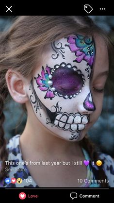 Sugar Skull Face Paint, Skull Face Paint, Sugar Skull Face, Face Painting Stencils, Halloween Events