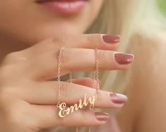 14K Handmade Personalized Name Jewelry by EliffPersonalized Necklace For Mom, Solid Gold Necklace