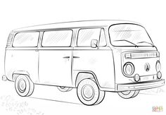 a drawing of an old school bus