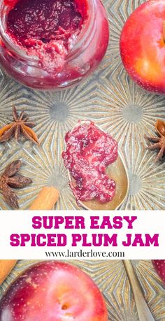 homemade spiced plum jam with cinnamon and star anise