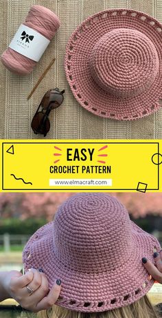 a crochet hat is shown with the text easy crochet pattern on it