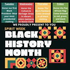 the black history month poster is shown in three different colors and font, as well as numbers