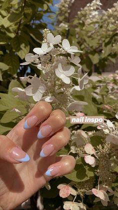 French Nails For Summer, Color French Tip, Blue French Nails, Paris Nails, Nails For Summer, Edgy Nails, Blue French