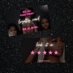 two pictures with the words together and real bad written on them in neon pink stars