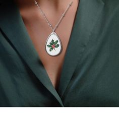 Holly Necklace December Birth Flower Necklace Holly Flower Necklace From Original Holly Painting Birth Month Flower Jewelry Birth Flower - Etsy Holly Painting, Holly Flower, December Birth Flower, Arts And Crafts Kits, Birth Flower Necklace, Birth Month Flower, Birth Month Flowers, Flower Jewelry, Birth Flower