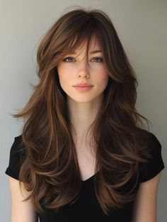 34 Long Layered Hair Ideas with Side Bangs for 2025: Trends, Tips, and Care Secrets Soft Feathered Bangs, Side Bangs And Long Hair, Long Hair Light Bangs, Side Part With Face Framing Layers, Side Layers Long Hair, Side Bangs For Oval Face, Face Framing Bangs Round Face, Face Framing Side Part, Soft Layers Long Hair