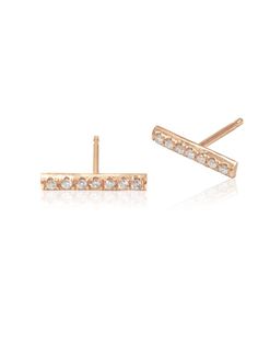 14K Micropave Diamond Bar Earring Bar Earring, Pave Diamond Earrings, Earring Trends, Tiffany Jewelry, Diamond Bar, Jewelry Photography, Bar Earrings, Micro Pave, Tragus