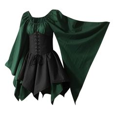 PRICES MAY VARY. Material:polyester, soft, breathable , comfortable to wear Renaissance Dress Costume Features: rish over dress, front lace- up,adjustable waist ties,Mid length. short sleeves, flared flounced large hem, high waist, 2 wide ruffles, elasticized neckline, sorceress sleeves,the Gothic High Waist Gown Dress that will make you the center of attention at any event Perfect for dress-up, role play, Halloween photos, Renaissance fair Costume, Pirate themed Dress, Wedding dress,Peasant cos Womens Sorceress Costume, Viking Dress With Corset, Cheap Costume Accessories For Halloween Fantasy Events, Forest Fairy Dress Homecoming, Fairy Godmother Costumes For Women, Green Satin Dress Halloween, Forest Green Elf Dress, Plus Size Cosplay Fairy, Renfaire Costume Plus Size