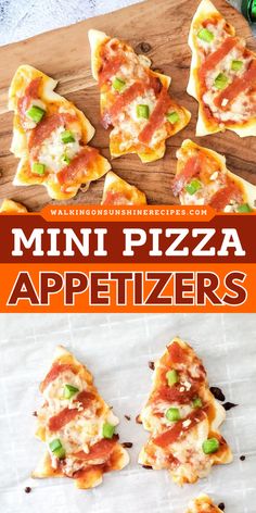 Looking for an exciting Holiday party snacks? Try this mini pizzas crafted with festive holiday flair! This Mini Pizza Appetizer recipe features  little pizza slices shaped into miniature Christmas trees – complete with pepperoni and green pepper decorations! Pizzazz Pizza Oven, Pepper Decorations, Mini Pizza Appetizers, Church Snacks, Holiday Party Snacks, Pizza Appetizer, Party Food Easy Appetizers, Party Snacks Easy, Cute Shapes