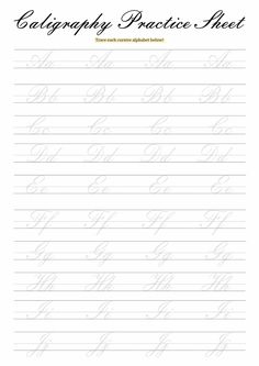 the cursive writing practice sheet for calligraphy practice sheets, which are easy to use