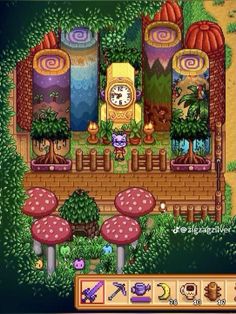 the game's screenshot shows an image of a garden with mushrooms and plants