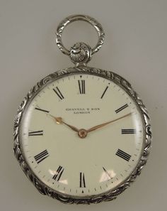 "This is a really fine example of an early silver cylinder pocket watch made in the Empire style with a much slimmer and more elegant profile than other watches of the period.  It would have been made in Switzerland or France and sent to England where it was, finished, retailed and sold Movement - the gilt bridge movement has a cylinder escapement and is in 90% mint condition - light marks and scratches only. Case - the movement comes in a silver open face case, which has a silver back and bezel Elegant Evening Pocket Watch With Chronometer, Timeless Engraved Pocket Watch For Evening, Engraved Timeless Pocket Watch For Evening, Elegant Self-winding Pocket Watch With Round Dial, Elegant Self-winding Pocket Watch, Antique Engraved Pocket Watch For Evening, Elegant White Gold Pocket Watch With Chronometer, Elegant Silver Pocket Watch With Subdials, Victorian Pocket Watch With Metal Dial For Formal Occasions