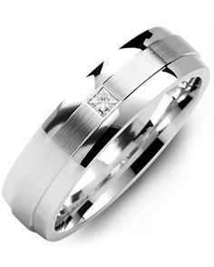 Men's & Women's White Gold + 1 Diamond 0.05ct Wedding Band from MADANI Rings. Wedding bands, fashion rings, promise rings, made of Tungsten, Ceramic, Cobalt, and Gold. View the collection at madanirings.com Mens Wedding Bands White Gold, Traditional Wedding Rings, Men Rings, Ring Inspo, Gold Wedding Ring, Rose Gold Wedding Bands, Men Ring