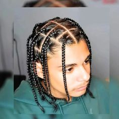 Box braids on Guys Braid Styles For Men, Braids For Boys, Boy Hair, Single Braids, American Hairstyles