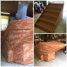 several pictures of steps made out of rock and wood in various stages of being assembled