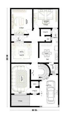 the floor plan for a house with three bedroom and an attached living room, which is also