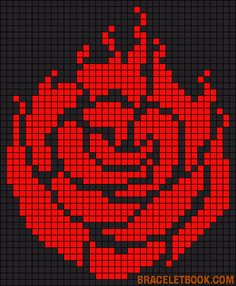 a red rose made out of pixels on a black background