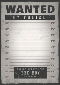 an old wanted poster with the police department's name and numbers in black on white