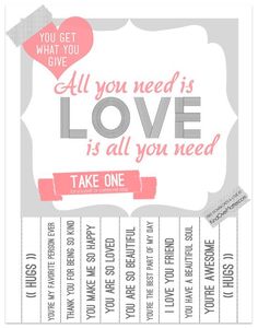 the love is all you need printable for valentine's day or any special occasion