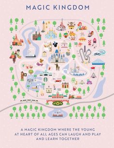 the magic kingdom map is shown in pink