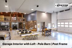 garage interior with loft - pole barn / post frame