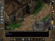 a screenshot of a computer game showing an old town with lots of people on it