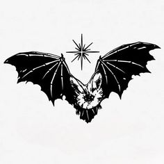 a bat with wings and a star above it