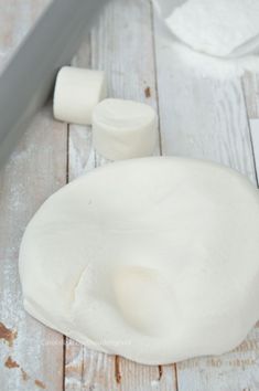 the dough has been made and is ready to be put in the oven for making marshmallows