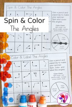 spin and color the angles worksheet for kids to learn how to use them