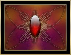 an image of a red and gold object with wings on it's back side