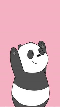 a panda bear with its arms in the air