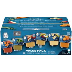 the value pack includes five different types of sushi and other foods in each package