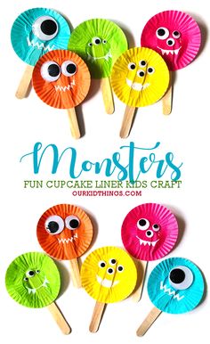 Cupcake Liner Monster Craft Fun Crafts With Construction Paper, Preschool Arts And Crafts Activities, Halloween Party Arts And Crafts For Kids, Arts And Crafts For First Grade, Crafts For Tk, Simple Crafts For Kindergarteners, Quick And Easy Preschool Crafts, 10 Minute Halloween Crafts For Kids, Halloween Art For Two Year Olds