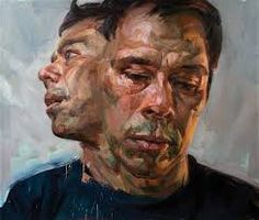 an oil painting of two men with their eyes closed