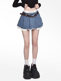 Brand Name: houzhouMaterial: CottonStyle: StreetwearOrigin: CN(Origin)CN: ZhejiangFabric Type: DenimWaistline: empirePattern Type: SolidSilhouette: PleatedDresses Length: Above Knee, MiniDecoration: BeltPlace Of Origin: China (Mainland)is_customized: NoModel Number: NN16076Gender: WOMENAge: Ages 18-35 Years Old Summer Denim Skirt, Party Vibe, Teen Style, Skirt Streetwear, Aesthetic Clothing Stores, Crop Pullover, Belted Mini Skirt, Micro Skirt, Streetwear Grunge