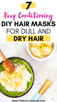 Looking for an easy homemade hair mask you can totally DIY from home to repair your dry hair? Look no further! Check out these 7 weekly hair masks and grab the free recipes guide! Mnay of these DIY hair masks can easily be created with ingrdients you already have in your kitchen! Masks For Dry Hair, Facial Serum Recipe, Organic Lip Balm Recipe, Homemade Hair Masks, Diy Hair Products Recipes, Hair Mask For Dry Hair, Mask For Dry Hair, Easy Diy Beauty Products