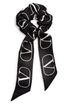 Valentino Garavani Logo Silk Scrunchie Scarf available at #Nordstrom Valentino 2016, Scrunchie Scarf, Retro Scarf, Silk Style, Hermes Jewelry, Branded Scarves, Scarf Style, Logo Pattern, Pink Silk