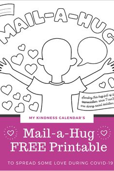 With this free printable coloring sheet and card, kids can send a hug in the mail to someone they are missing during Covid-19! A great activity for kids during home-schooling and at home learning to promote kindness, gratitude and social emotional learnin