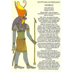 the egyptian astrology book with an image of an egyptian man holding a staff and standing in front of it