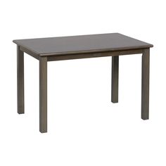 a wooden table with metal legs and a square top on an isolated white background,