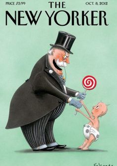 the new yorker magazine cover with an old man holding a baby