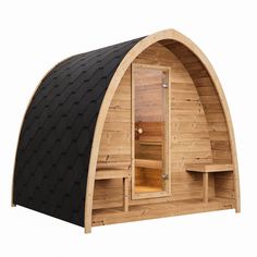 SaunaLife Model G3 Outdoor Home Sauna Kit | Garden-Series Outdoor Home Sauna Kit - Topture Backyard Sauna, Lakehouse Exterior, Outdoor Sauna Kits, Sauna Cabin, Arched Roof, Shingled Roof, Home Sauna, Sauna Kit, Sauna Heaters