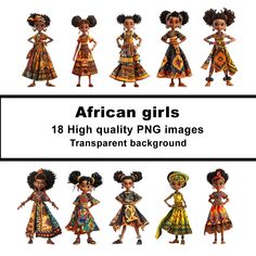 African Costume, Dress Cartoon, Cartoon Girls, African Girl, Png Transparent Background, Traditional Dress, Digital Clip Art, Png Transparent, Girl Cartoon