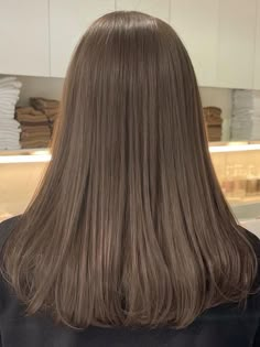 Korean ash brown hair color Neutral Hair Color Brown, Light Ash Brown Hair Solid Color, Mousy Brown Hair Color, Ash Brown Hair Color For Morena, Ash Based Brown Hair, One Colour Brown Hair, Level 7 Ash Brown Hair, Ash Brown No Bleach, Ashen Hair Color