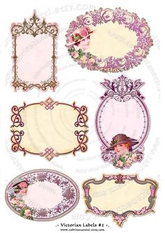 victorian labels and frames with flowers on them for scrapping or embellishments