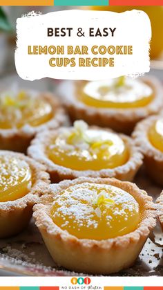 lemon bar cookie cups recipe with text overlay