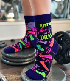 FABDAZ BRAND LADIES CREW SOCKS SHOE SIZE 5-10 ’EAT A BAG OF DICKS’ ****ALSO AVAILABLE IN MEN'S***** 80% Cotton, 15% Nylon, 5% Spandex *** A PORTION OF THE SALE OF THESE SOCKS GOES TO FIGHT CHILDHOOD CANCER *** Sock Shoes, A Bag, Crew Socks, Socks, Spandex