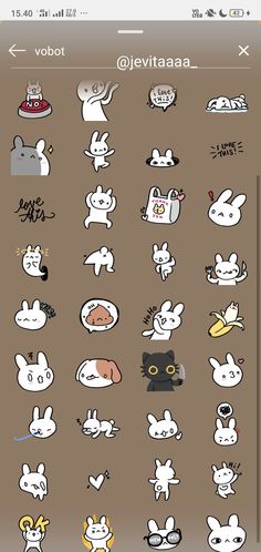 the sticker sheet shows different types of cartoon animals and their names on it's screen